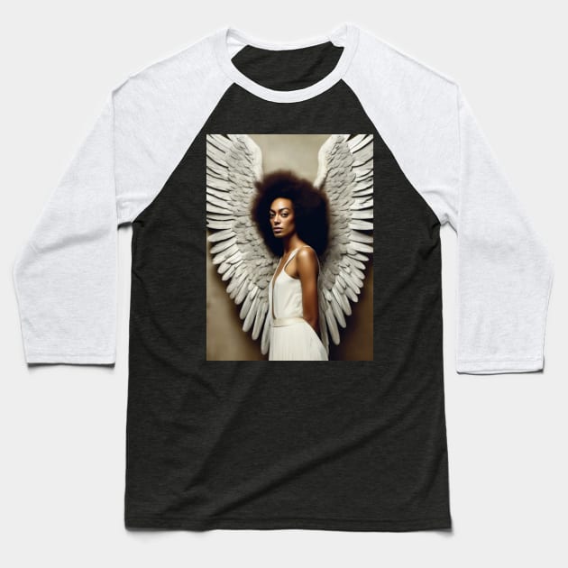 White Ebony Angel Wings 2024 Baseball T-Shirt by Artist_Imagination